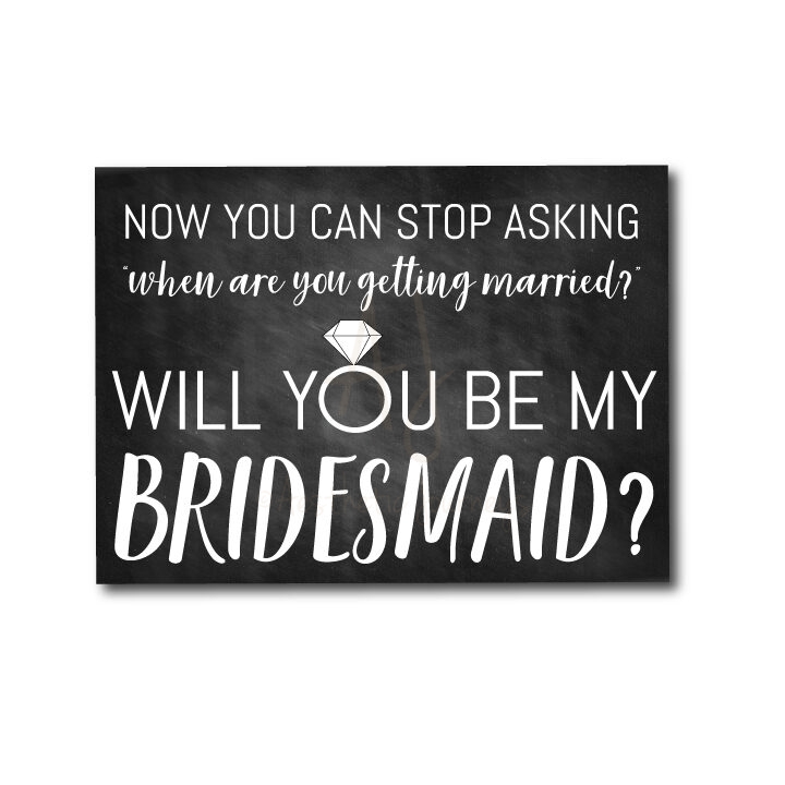 Funny Chalkboard Bridesmaid Ask Card
