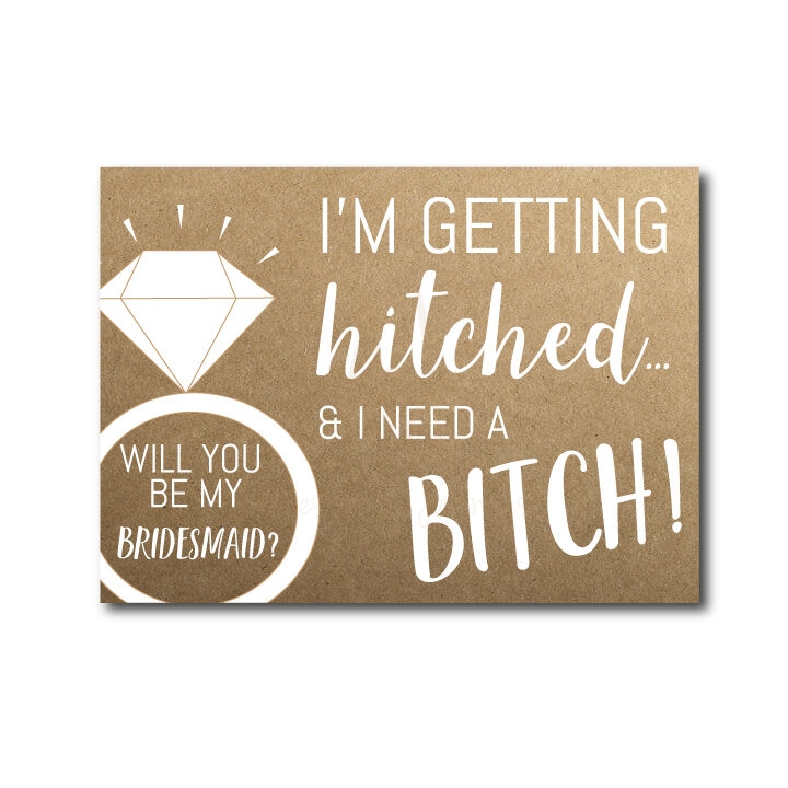 Getting Hitched Rustic Bridesmaid Card