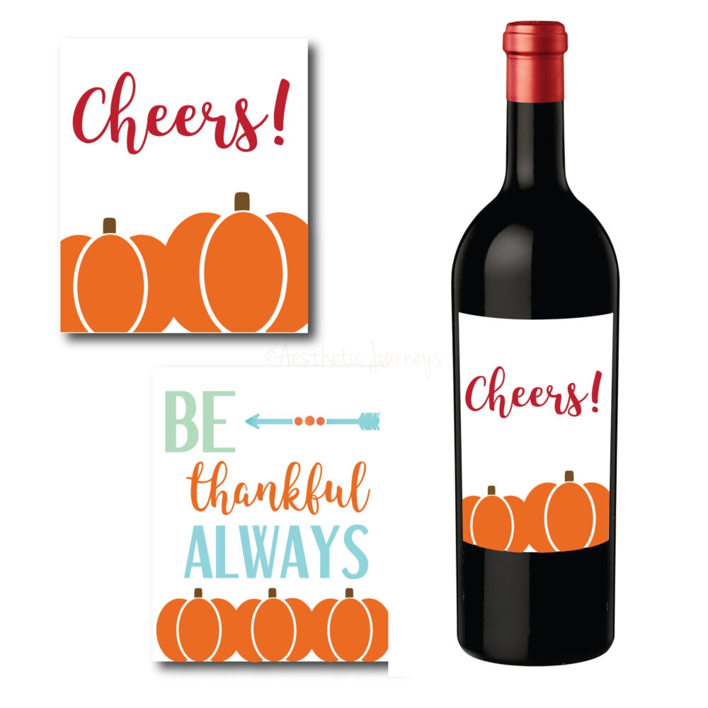 Pumpkin Themed Wine Bottle Labels