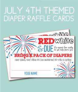 July 4th Themed Diaper Raffle Cards