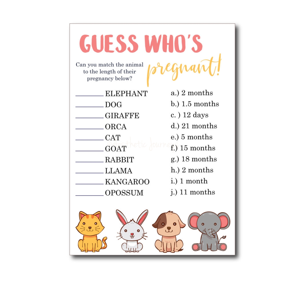 Guess Who's Pregnant Baby Shower Game