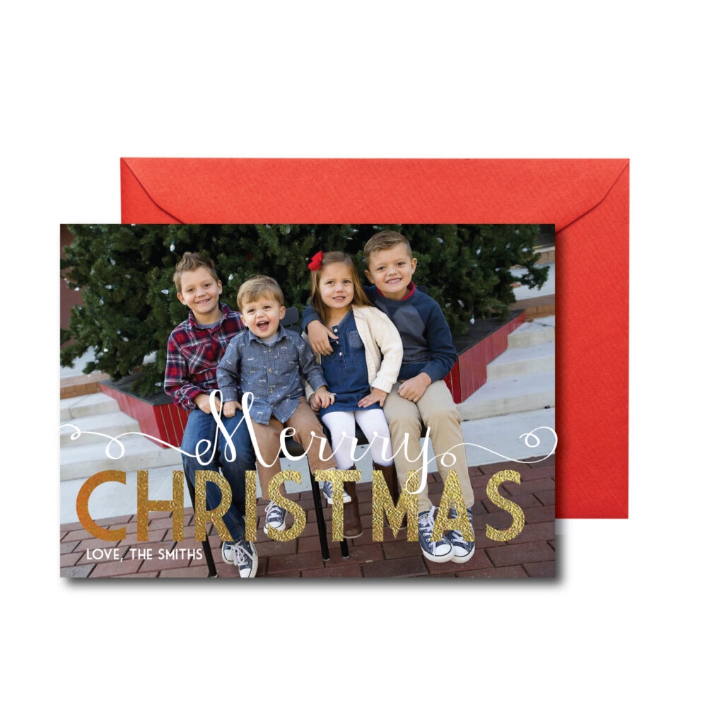 Photo Christmas Card with Gold