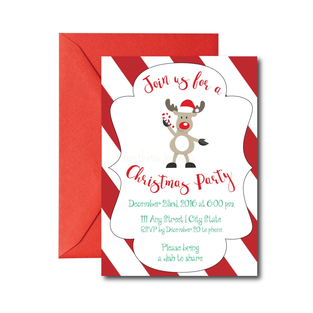 Reindeer Themed Holiday Party Invite