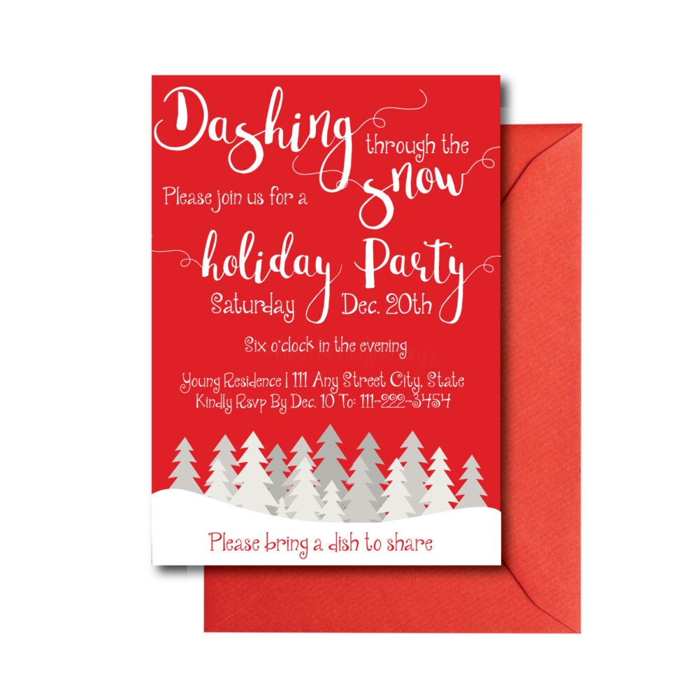 Red and White Holiday Party Invite