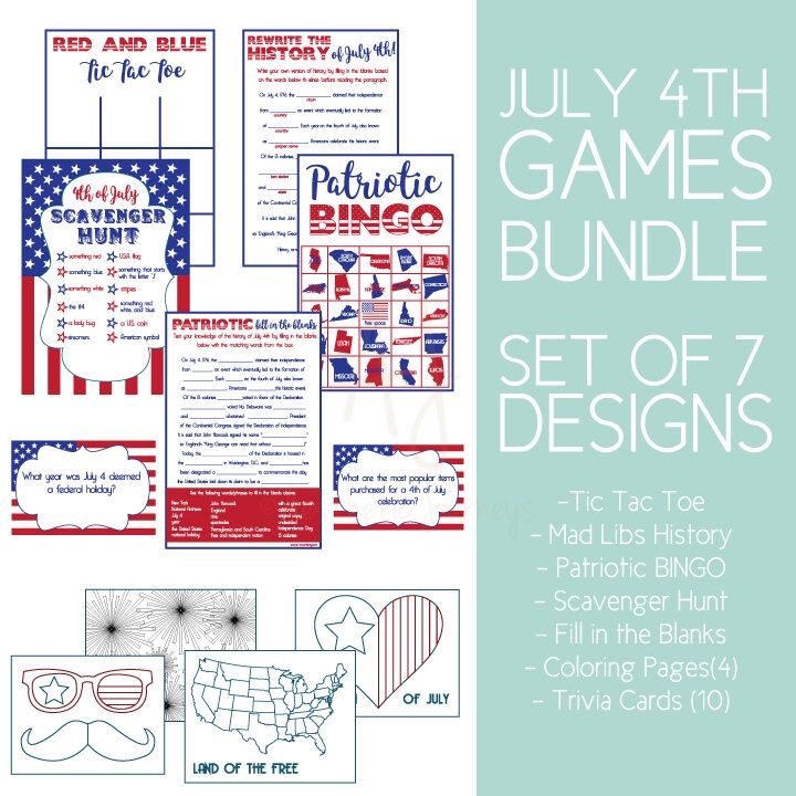 DIY patriotic games bundle on white background