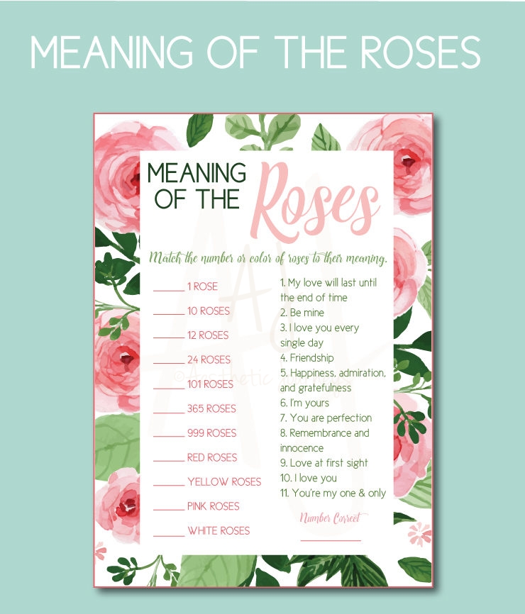 Meaning of the Roses Bridal Shower Game