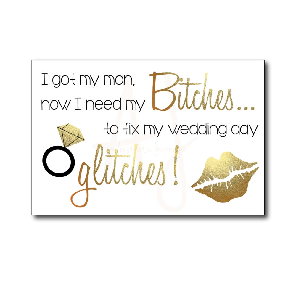 Funny Gold Sparkle Bridesmaid Card