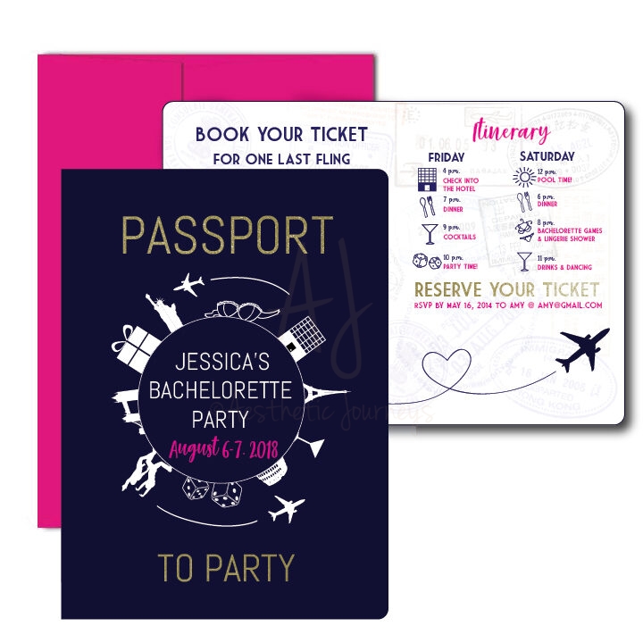 Passport to Party Bachelorette Invite