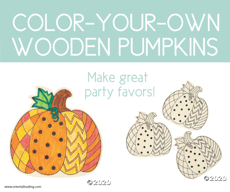 color-your-own wooden pumpkins