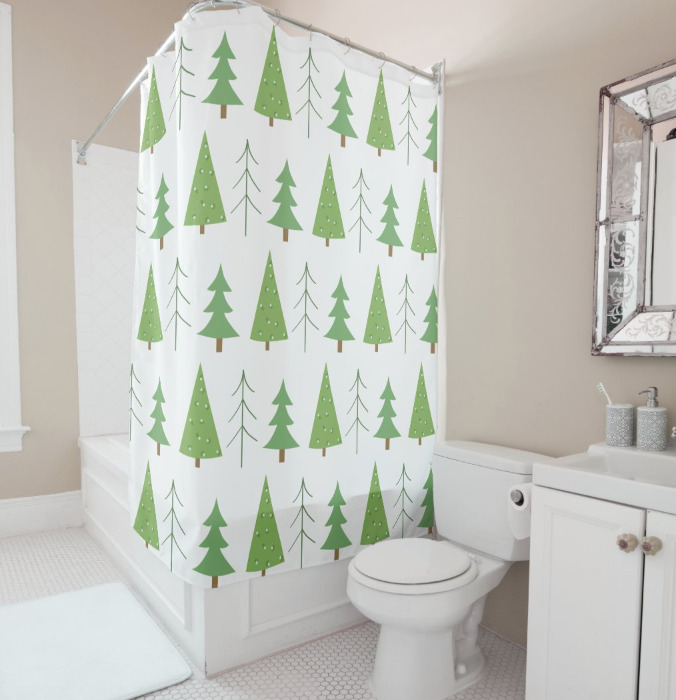 Christmas Tree Bath Curtain