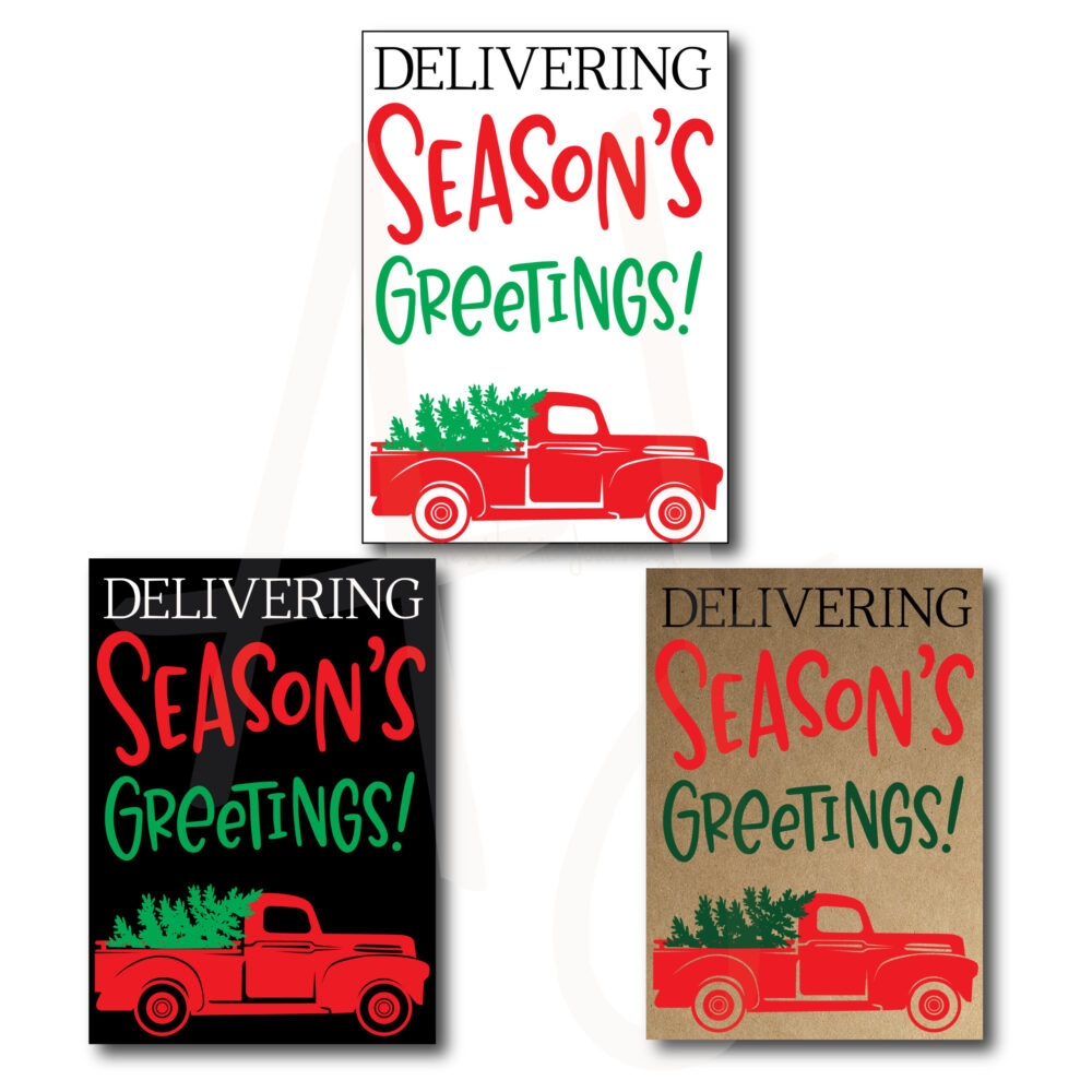 Season's Greetings Cards in three styles on white background