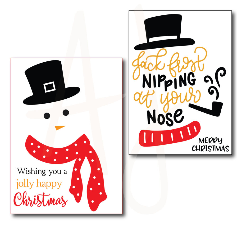 Snowman Christmas Cards on white background