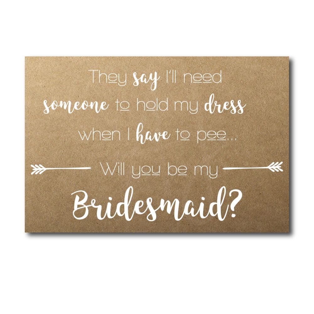 Funny Rustic Card for Bridesmaid Ask