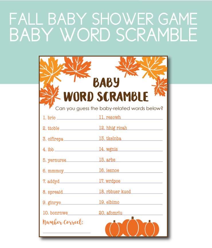 Fall Themed Baby Word Scramble