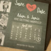 Calendar Magnet Save the Date, Chalkboard Style | Calendar Save the Date Magnet or Card with Envelopes Included | Set of 5 Save the Dates