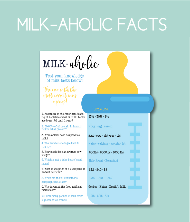 Milk-aholic Baby Shower Game