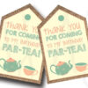 Tea Party Thank You Tags |  Birthday Party Decorations | Set of 10 Tags with or without Personalization | Burlap Design
